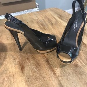 Black open toe high heels